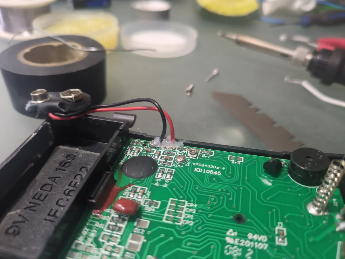 Solder and hot glue wire repair