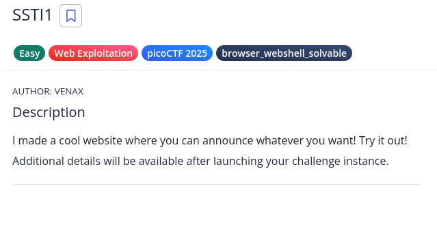 PicoCTF: SSTI1