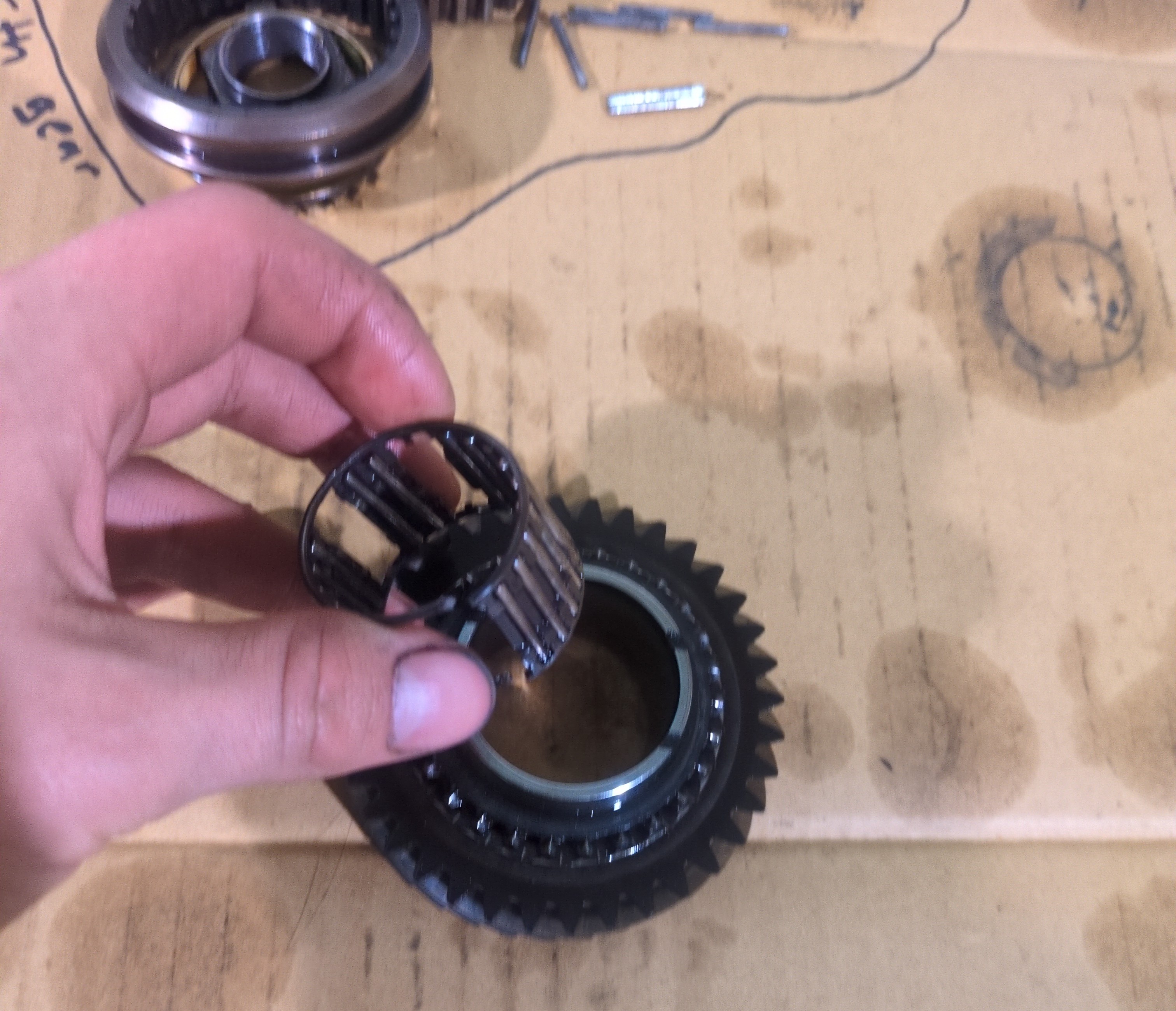 5th gear and pin bearing before reassembly